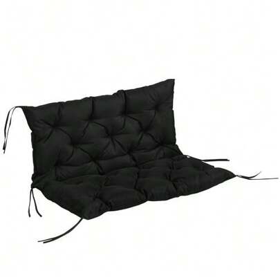 3-Seater Bench Cushion 100 X 98 X 8 Cm, Bench Cushion With Ties, Seat Cushion, Outdoor/Indoor Chair Cushion, Seat Pad, Bench Cushion For Garden Furniture, Garden Bench, Swing, Black