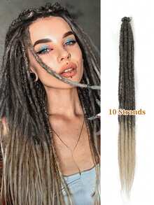 Tóc nối dreadlock tổng hợp 24 inch, 10 sợi, kiểu hippie, một đầu nối, màu đen nâu, rộng 0.6 cm, kiểu reggae, tóc móc cho nữ, thích hợp cho Giáng sinh, Năm mới, lễ hội Carnival, lễ hội âm nhạc. - Nhiều màu - Xem 11