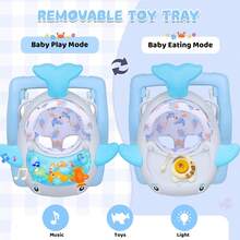 Dolphin Shape Baby Walker & Activity Center With Music & Lights Toys,3 Adjustable Height, 360° Smooth Wheels & Foldable Design For Infant Boy And Girl 6-18 Months, Andadera Para Bebe, Blue - Màu xanh lam - Xem 5