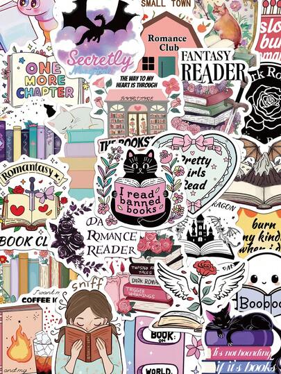 50张书籍阅读贴纸，可用于笔记本电脑、手册、手机壳等装饰