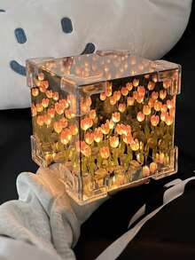 DIY Tulip Mirror Nightlight, Bedroom Bedside Atmosphere Lamp, Artificial Flower Nightlight, Valentine's Day Gift, Handmade Birthday Gift For Friends And Colleagues - One Size Fits All - View 2