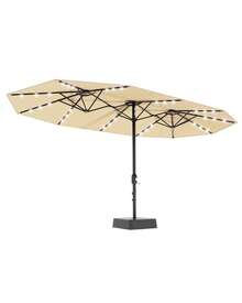 Sombrilla solar de 4.5 m con base pesada e iluminación LED de 36 focos, inclinable con manivela, ideal para terraza, jardín, mesa, piscina o playa. - A - Ver 2