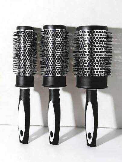 2支装黑红双色圆筒形美发梳，专业铝管卷发梳，干湿两用，打造蓬松柔顺发型，适合美发沙龙使用。