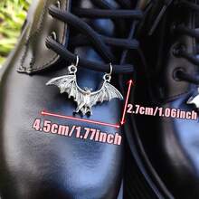 2件套复古银色蝙蝠鞋饰配件，暗黑朋克风鞋带吊坠，DIY鞋靴装饰，包包配件，精致生日礼物 - 彩色 - 查看 4