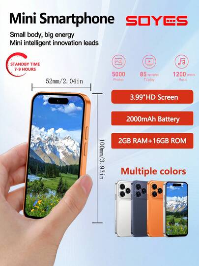  SOYES ONEMYTH 全球首款 A18 Pro 智能迷你手机，堪称性价比之王。它配备前后高清摄像头、内置定位系统、Android 12.0 系统、4.0 英寸高清显示屏，支持下载多个应用程序、蓝牙、面部解锁和双卡双待。是馈赠亲朋好友的完美之选。