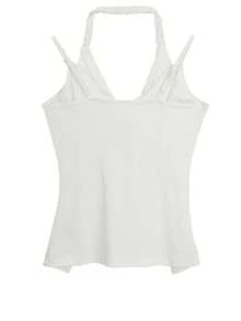 扭结蕾丝无袖吊带背心休闲款 - 白色 - 查看 2