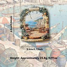 1pc Mediterranean Architecture Balcony Creative Resin Fridge Magnet, 3D Embossed High-End Resin Crafted PVC Fridge Magnet, Kitchen Decor, Landscape Magnet, Ideal Gift For Travel Enthusiasts - 1PC - View 3