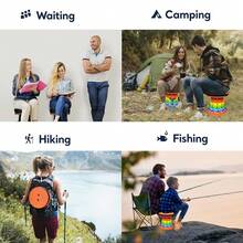 Upgraded Portable Folding Stool With Seat Cushion And Nylon Bag Adjustable Stool With 350lbs Load Capacity Collapsible Camping Stool For Adults Outdoor Travel, Fishing. (1, Orange Rainbow) - 橘色彩虹 - 查看 9