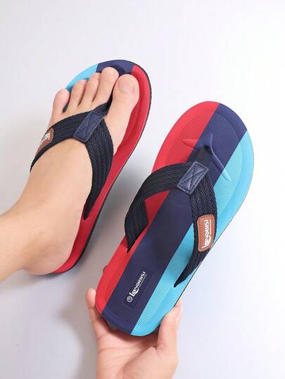 Sandalias de hombre tipo chanclas para verano y playa, pantuflas casuales para exteriores, sandalias tipo chancleta ligeras, diapositivas tipo slip-on con bloques de color para el trabajo