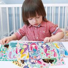 8/16/24/32张美人鱼主题卡通脸贴纸，适合DIY手工制作和生日派对用品 - 彩色 - 查看 21