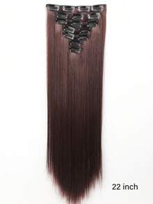 24-Inch Straight Wig Extension Set With Seven Pieces,Clip-In Hair Extensions Increasing Hair Volume, Fluffy And Natural, Invisible And Seamless Extension Pieces - Multicolor - View 2