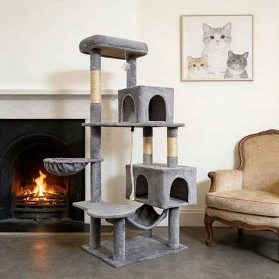 Simple Gray Tone + Multi-Functional Design (Scratching, Resting, Playing), Which Conforms To The Home Aesthetics And Pet Life Needs Of Overseas Families