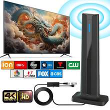 2026 4K TV Antenna Indoor/Outdoor - 4K/1080P Digital Signal Booster, Long Range Freeview HD Tuner With Power Supply, Universal For (DTMB/ATSC/DVB-T/ISDB-T), For Home And Car TV, Compatible With Smart TV Receivers - Black - View 1