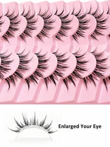 Asiteo 9 Pairs Clear Band Natural Look Manga Lashes Fairy Comic Style Wispy Soft Faux Mink Lashes Natural Makeup,Suitable For Daily Makeup, Beauty Blogger Makeup Strip Lashes,Lashes,Fake Lashes Eid Gifts - Spiky Manga Lashes - View 2