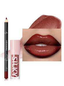 Pudaier Bộ sản phẩm môi 2 trong 1: Chì kẻ môi dưỡng ẩm và son bóng | Chống thấm nước và không lem, định hình môi, màu sắc phù hợp với mọi tông da | Món quà lý tưởng cho ngày Valentine - 02+04 - Xem 4