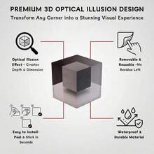 1件装3D立体转角墙贴，3D光学错觉转角墙贴，重塑现实墙贴，创新时尚家居装饰，适用于客厅、办公室、卧室 - 多色 - 查看 11