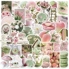 50张水彩贴纸，日记贴纸，可爱粉彩贴纸，花朵贴纸，防水乙烯基贴纸，适用于水瓶、电脑、笔记本电脑、手机、行李箱、笔记本、冰箱等。 - T - 查看 9