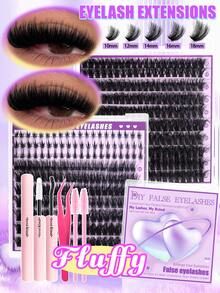 Eimny 400/402/150片装蓬松睫毛簇套装 - 浓密簇状睫毛嫁接，仿貂毛单根假睫毛，D型卷翘，DIY居家美睫，卡通簇状睫毛嫁接，貂毛条纹睫毛，浓密蓬松！#自然妆容 #超大容量 #DIY睫毛 #居家美妆 #适合新手 #假睫毛 #睫毛簇 #单根假睫毛 #睫毛 #假睫毛 - 彩色 - 查看 14