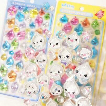 1张卡通糖果复古可爱水滴贴纸，糖果贴纸，环氧树脂贴纸，派对礼品和DIY工艺品，3D亚克力手工贴纸，行李箱装饰儿童玩具，女孩礼物，适用于贴纸簿、手机壳装饰