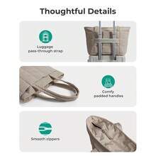 Expandable Tote Bag For Women, Puffer Work Tote Handbag, Quilted Carry On Bag For Travel Gym - Khaki - View 8