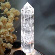 1pc Crystal Clear White Crystal Point, Polished Stone, Fragrance-Free Solid Home Decor Stone, Suitable For Valentine's Day/Anniversary - White - View 4