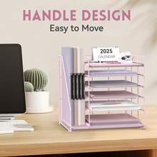 5-Tier Desk Organizer With File Holder, Letter Tray Paper Organizer - P - View 4