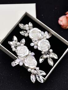 1 chiếc kẹp giày cao gót đính đá và ngọc trai có thể tháo rời, phụ kiện trang trí giày cưới DIY HX34 - Bạc - Xem 6