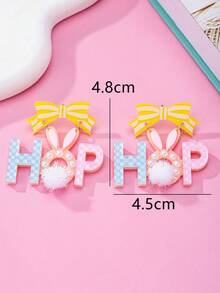 1 Pair Fashionable Easter Acrylic Earrings, Rabbit, Letter, Bow Pendant Earrings, Cute Gift For Girls - Letter - View 7
