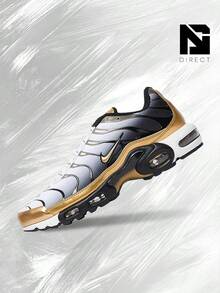 Nike Air Max Plus Premium Footlocker 50th Anniversary– Men's Lifestyle Sneakers – Shoes For Man-Vintage-Spring & Summer-Inspired Running Shoes, Shock-Absorbing Comfort, Gym To Streetwear Casual Wear-Mother's Day Gifts-Father's Day Gift–HM0352 100 - White/Metallic Gold/Black - 查看 1