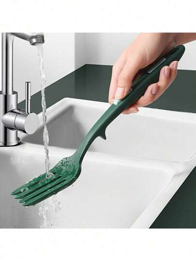 Garfo de silicone flexível de cor aleatória (1 unidade), resistente ao calor, próprio para lava-louças, utensílio antiaderente para misturar, amassar e bater.