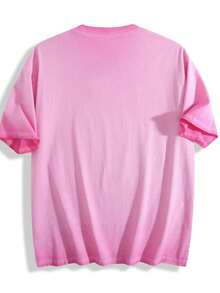 Dirty Wash T-Shirt Men Women Unisex Distressed Vintage "Sun" Rock Band Grunge Oversized Short Sleeve Top - 髒髒洗玫紅色 - 查看 2