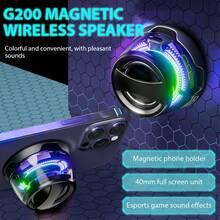 Altavoz Bluetooth magnético para exteriores, regalo para el hogar, altavoz estéreo portátil inalámbrico mini para viajes con luces RGB y soporte para teléfono, compatible con iOS - Multicolor - Ver 3