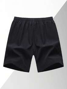 1pc Men's Summer Lightweight Casual Shorts, Fashion Sports Outdoor Running Shorts Unisex Design - Black - View 4