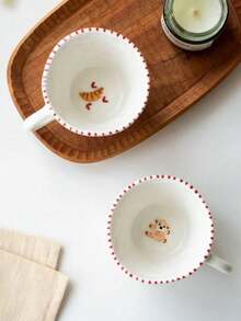 1个压花心形小熊陶瓷杯，高品质早餐牛奶杯，精致马克杯，咖啡杯，办公室拿铁杯，日常果汁杯，奢华茶杯，适合作为礼物送给朋友、亲戚和情侣，生日礼物，节日礼物 - 彩色 - 查看 11