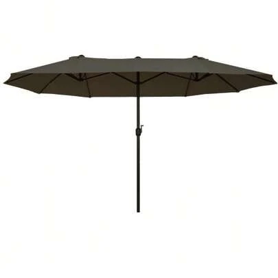 Double Garden Parasol With Crank, Grey, Oval, 460 X 270 X 240 Cm