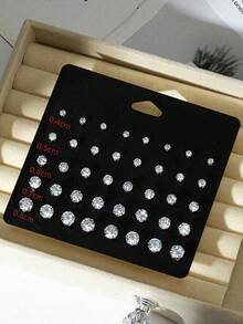 20 Pairs /12 Pairs New Mini Faux Rhinestone Stud Earrings Set, Versatile & Fashionable For Everyday Wear - Multicolor - View 2