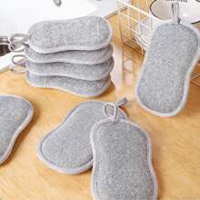 6pcs Super Absorbent Microfiber Sponges, Durable Reusable Machine Washable. Cleaning Sponges, Double-Sided Scrub Pads, Dish Washing Sponges, Premium Kitchen Sponges, Scratch-Resistant. Back To School Season - Grey - View 4