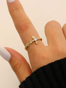 Women's Vintage Luxurious Copper Rhinestone Open Ring, Elegant Christian Cross Design, Suitable For Casual Daily Wear, Valentine's Day, Vacation, Holidays, Women's Gift, Best Gift For Female Friends - Multicolor - View 8