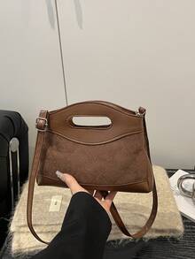 复古菱形链条刺绣手提包，新款时尚别致单肩包，个性化INS风斜挎包 - 咖啡 - 查看 7