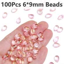 100 piezas de cuentas sueltas de forma de gota de vidrio de 6*9mm para hacer collares, aretes y manualidades de joyería - 100 gotas de agua transparentes, cada una de 6*9 mm de tamaño - Ver 15