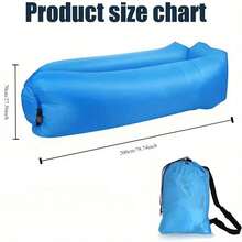 Beach Music Festival Essentials - Quick Inflatable Lazy Sofa + Foldable Sleeping Bag + Camping Mattress | Outdoor Camping Inflatable Mattress 2-Piece Set - 淺藍色 - 查看 3