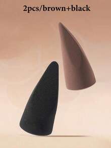 2pcs Makeup Sponges, Angled Conical Shape, Latex-Free, Double-Sided, Christmas Gift And Economical Christmas Stocking Stuffer, Available In Black And Brown - Multicolor - View 10