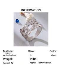 1枚优雅精致的多层镂空设计戒指，镶嵌圆形合成锆石，是生日、情人节、母亲节、订婚、承诺、圣诞节、新年等各种场合的完美礼物。 - 銀色 - 查看 10