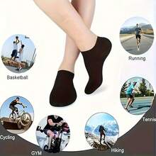 10 Pairs Of Solid Color Socks, Available In Black/White/Gray, Low Cut Casual Socks, Suitable For Daily Wear, Work, Commuting And Other Scenarios - Black - View 10