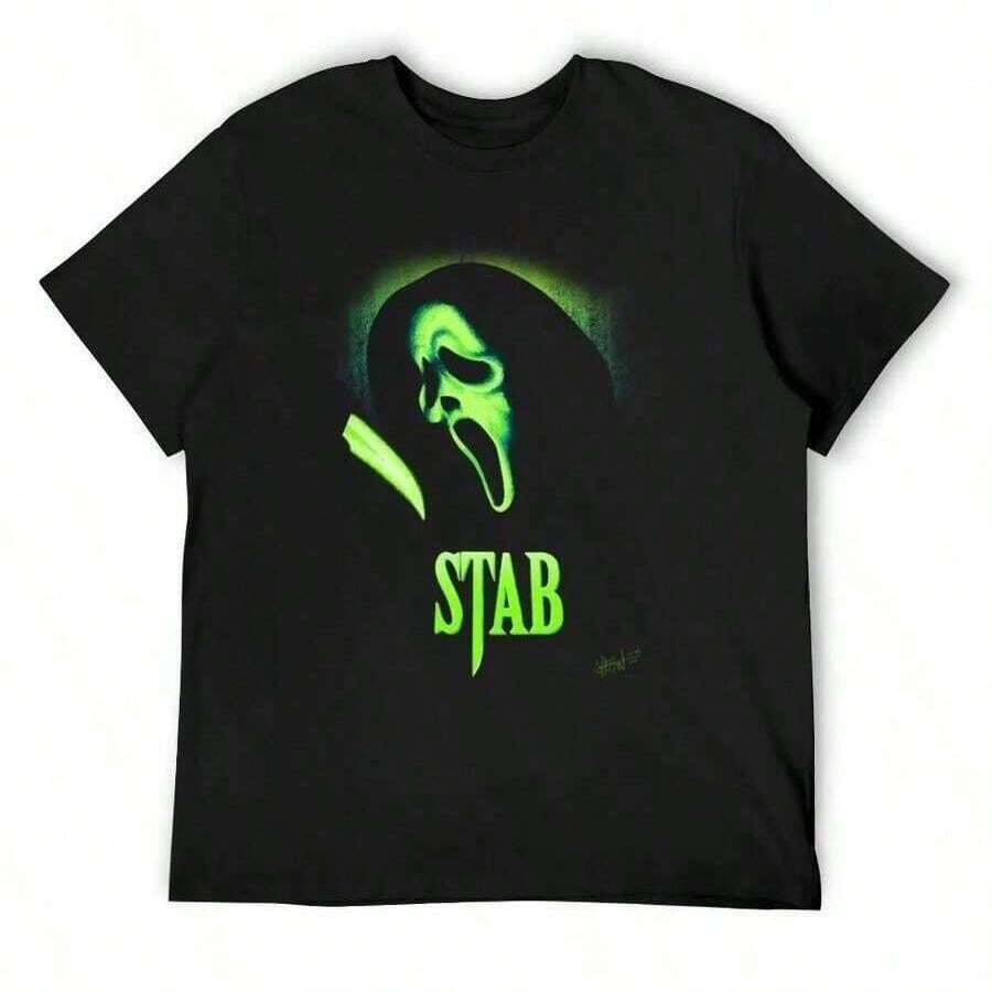 Stab T-Shirt Tees Plain Summer Tops Sports Fans Men Clothes - Black - View 1