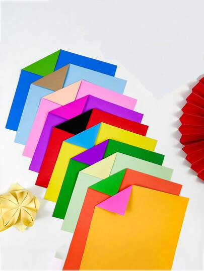 140 pezzi / 280 pezzi di carta origami quadrata colorata e bicolore, doppia faccia, con diversi colori per il taglio della carta
