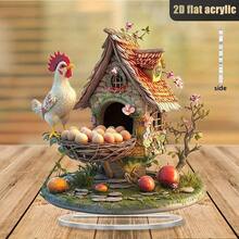 Bohemian Rooster Acrylic Plaque - Desk Decor With Stand, Rustic Home And Office Decoration, Suitable For Parties And Holidays - Multicolor - View 6