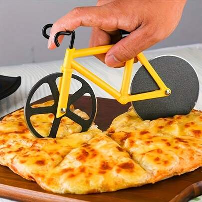 Creative Bicycle-Shaped Stainless Steel Double-Wheel Pizza Cutter - Easy-Clean Upright Design For Cutting Pizza, Bread, And Dough - Perfect Gift For Pizza And Bicycle Enthusiasts