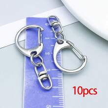 5/10个装钥匙扣夹银色金属钥匙扣，带旋转弹簧钩，龙虾扣，适用于情人节钥匙扣、珠宝制作、钥匙链扣环 - 彩色 - 查看 21