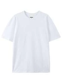 Domo Kun Cartoon Print Cotton T-Shirt, Comfortable & Casual Short Sleeve Tee For All Seasons Relaxed Fit Casual Tees Simple Design, Knitting Process - 黑色 - 查看 3